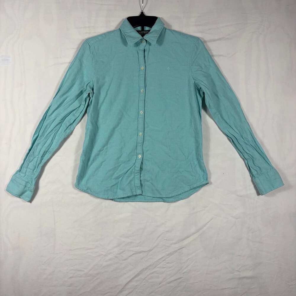 Lauren Ralph Lauren Button Up Shirt Size S Turquoise Cotton